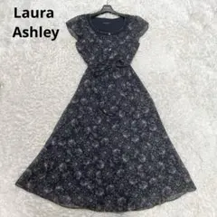 美品✨ローラアシュレイ シフォン　フラワープリント　ワンピース　ベルトりぼん