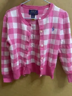 ラルフローレン カーディガン ピンク ギンガムチェック 110 子供服 キッズ