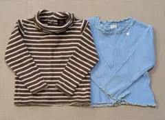 petit main 長袖Tシャツ 2枚セット 100 ボーダー 保育園