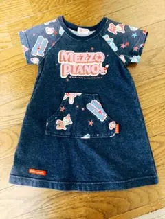 mezzo piano メゾピアノ ミミポポデニム風半袖ワンピース100cm