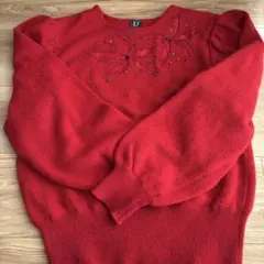 emmanuel ungaro 赤 ビーズ刺繍 ニットセーター