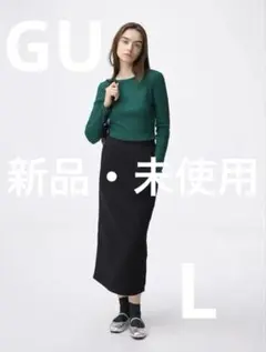 【GU】ヘビーウェイトスウェットナロースカート　ブラックのサムネイル