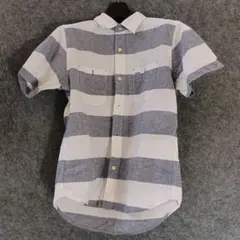 30720 VINTAGEE.L. 半袖シャツ ボーダー柄　リネン 38サイズのサムネイル