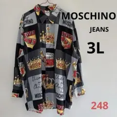 モスキーノ ヴィンテージシャツ 総柄シャツ 長袖 ブラック 3Lのサムネイル