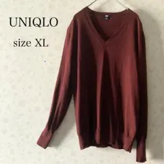 UNIQLO ワインレッド エクストラファインメリノVネックセーター