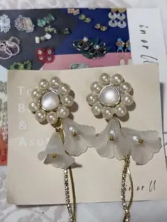 ⑤in or U フラワー パール ピアス インオアユー