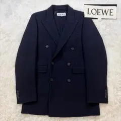 極美品 23AW ロエベ サテン ジャケット ブレザー コート 44 アナグラム LOEWE（ロエベ） 23AW Trapeze coat in denim Raw Denim アナグラム