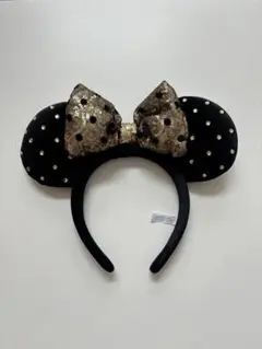 【即日発送可】 ディズニー　ミニー　カチューシャ　ベロア　ドット　スパンコール