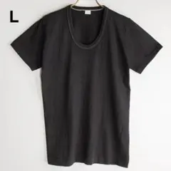 【希少】Uネック Tシャツ L ブラック 無地 日本製のサムネイル