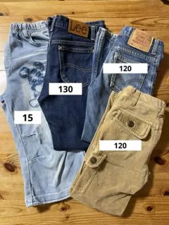 Lee &Levi's デニム コーデュロイパンツ　ミッキー刺繍ハーフパンツ