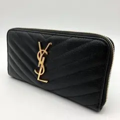 【極美品】サンローラン YSL カサンドラ キャビアスキン 長財布 黒 レザーのサムネイル