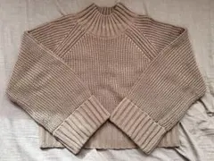 ワールド　ハイネックニット　ブラウン　Fサイズ　　リブ　ショート丈