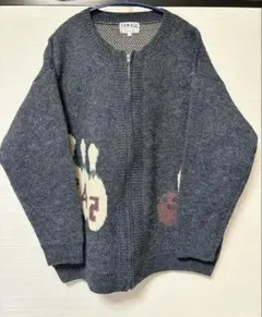 ライムインク ジップアップニットカーディガン ボーリング柄