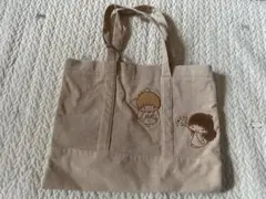 リトルツインスターズ　ベージュ コーデュロイ トートバッグ