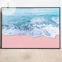 アートポスター 波 ピンクビーチ 海 リゾート ミニマル インテリア