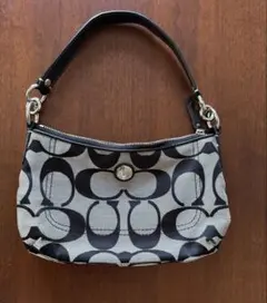 COACH アクセサリーポーチ シグネチャー レザーキャンバス 黒 - メルカリ