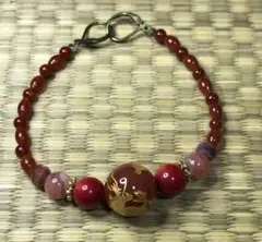 羽織紐　天然石　赤系　カーネリアン・珊瑚・インカローズ・ルビー　７月の誕生石