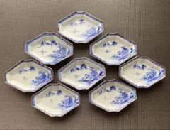 極上古伊万里　色絵賢人碁打図長皿　細密絵付　双龍文　江戸期　古美術　21cm 極上古伊万里 色絵賢人碁打図長皿 細密絵付 双龍文 江戸期 古美術 21cm