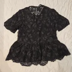 ZARA レースペプラムブラウス ブラック XS