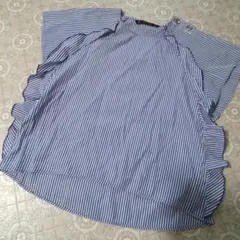 ZARA BASIC ストライプ フリル 半袖シャツ M