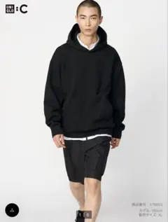 UNIQLO CユニクロC スウェットオーバーサイズプルパーカサイズLブラック