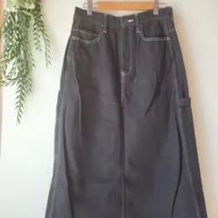 グローバルワーク『M』ホワイト ステッチ 黒 デニム タイト スカート