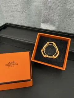 HERMES スカーフリング ルカデ シェーヌダンクル ゴールド