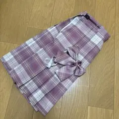 パープル チェック プリーツスカート セット