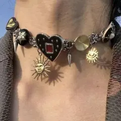 パンク ゴシックY2K ネックレス チョーカー ハート 個性的 デザイン 人気