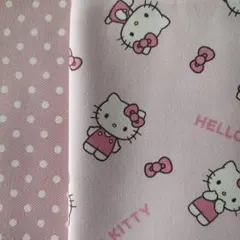 ハローキティ 薄ピンク生地＆ドット2枚セット*サンリオ☆縦約50×横約36cｍ