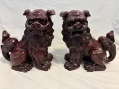 シーサー 置物 縁起物 一対 開運 木製 阿吽