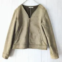 美品 チャオパニック ノーカラー ジップブルゾン カーキ F
