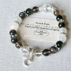 【月の欠片】水晶 レインボームーンストーン 銀曜石 天然石ブレスレット