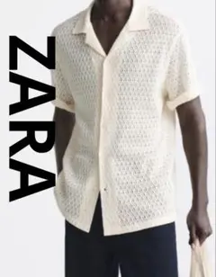 ◾️ZARA メンズ　ダイヤシェイプ クロシェシャツ サマーシャツのサムネイル