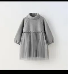 ZARA 女の子 グレー タートルネック ワンピース 110cm