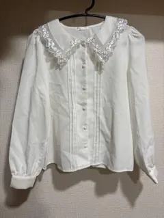Honeys COLZA 刺繍襟 ブラウス 長袖 ホワイト