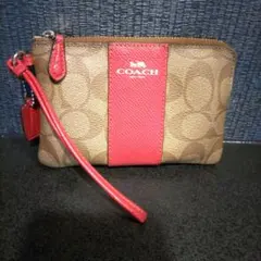 美品✨コーチ リストレット ポーチ タイガー 虎柄 ワインレッド COACH