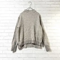 【無印良品】ウール毛混紡ハイネックニットセーターS霜降り サイドスリット