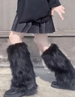 黒レッグウォーマー　ファー