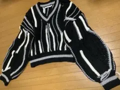 アーカイブ　クロップドボリュームフリーブ　クロシェ編み　ラインミックスアミ