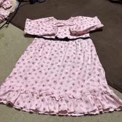 120センチ　花柄ピンクワンピース（長袖）②