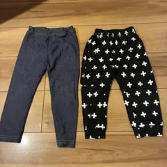 レギンスパンツ　長ズボン　90cm 2枚セット　デニム　クロス模様