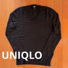 UNIQLO エクストラファインメリノウール Vネック セーター ネイビー M
