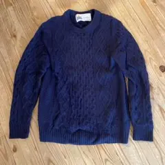 HAMILTON AMBSWOOL ケーブルニットセーター ネイビー