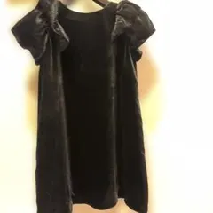 bonpoint 黒 ベルベット 半袖ワンピース フリル袖 サイズ8