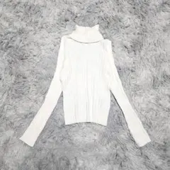 エイチアンドエム　タートルネックリブニット　セーター　Ｓ　白　洗える　通勤