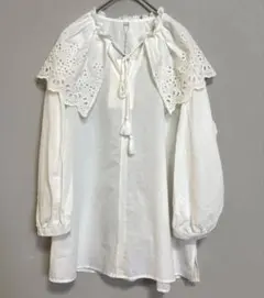 新品シーズンリーズンレース付きホワイトブラウス