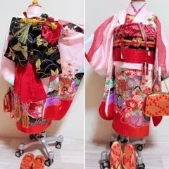 七五三 7歳 着物 正絹 長襦袢 刺繍 蝶 古典柄 和服 和装 衣装 七五三参り 七五三 7歳 着物 正絹 長襦袢 刺繍 蝶 古典柄 和服 和装 衣装 七五三