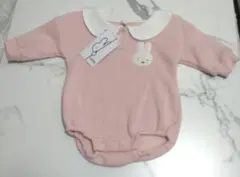 【新品タグ付き】ミッフィー 裏起毛 フード付き 長袖 ロンパース 70