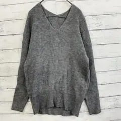 elgna Vネック ニット セーター グレー きれいめ ゆったり 秋冬 定番
